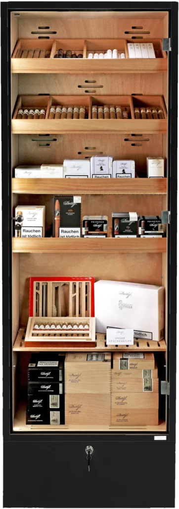 Adorini Portofino Cabinet, black humidor cabinet for 3,100 cigars, modular cedar wood system