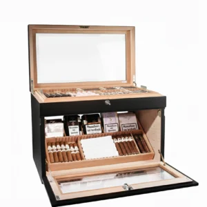 Adorini Portico Deluxe Black Humidor for 400 Cigars—Compact, Modern Design
