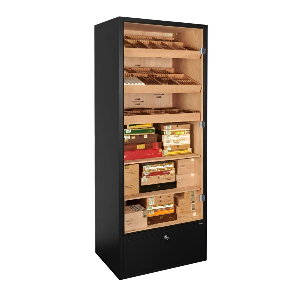 Adorini Primo Cabinet Black Humidor for 2,800 Cigars, Modern Design